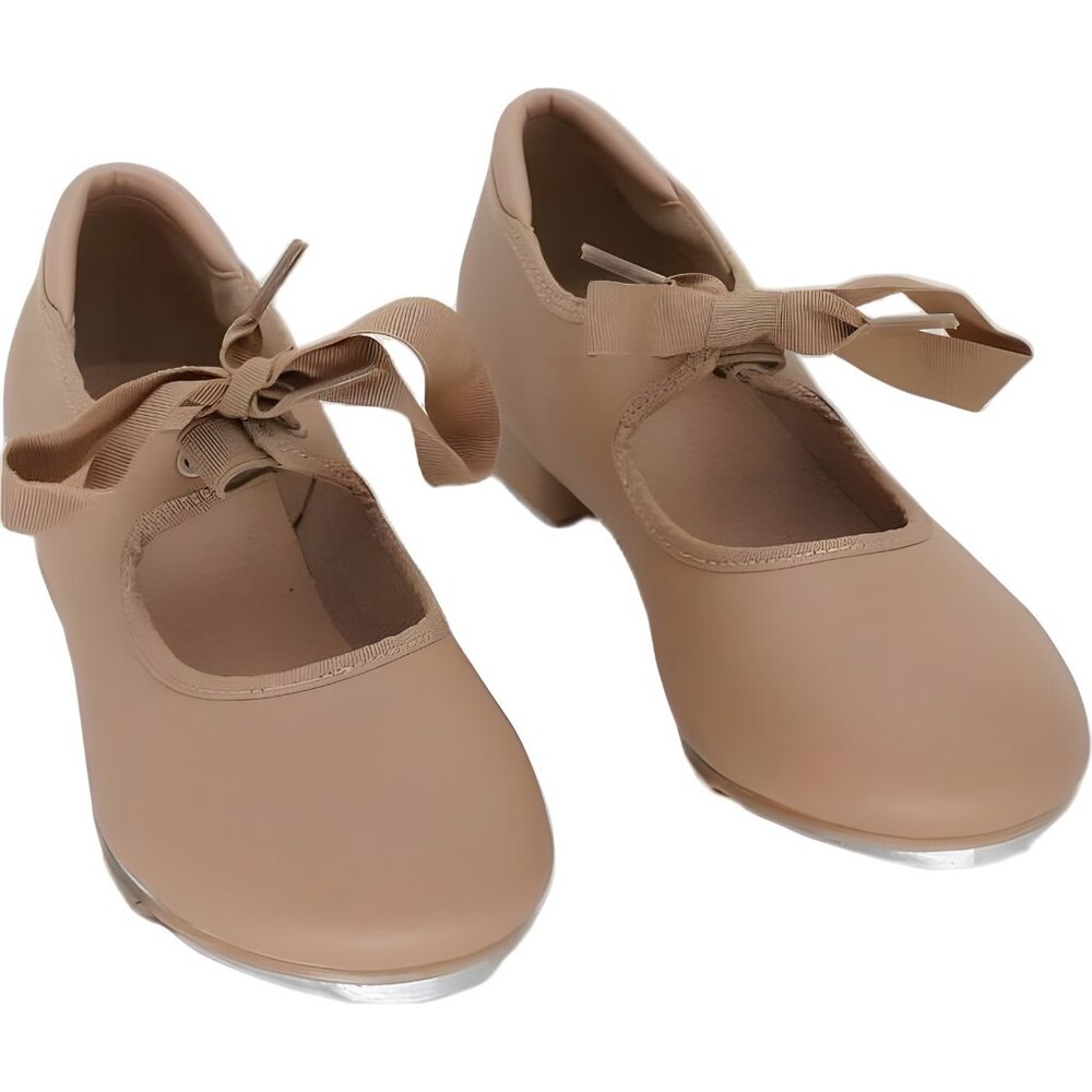 Linodes Ribbon Tie Tap Shoes Tan Girls US 3